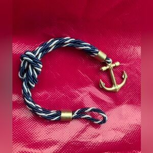 Nautical Cord Wrap Blue White and Gold Anchor Rope Bracelet Sea Ocean Water NEW